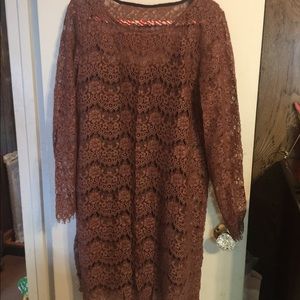 Madewell maroon lace slip dress